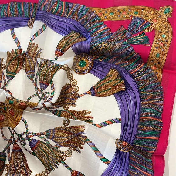 Celine Paris Vintage Handkerchief Pink Cotton Square Bandana Scarf  Size 18.5” - Picture 7 of 9